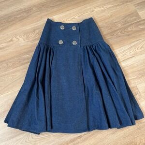 Hairston Roberson Ropa Denim Wrap Skirt Sterling Silver Concho Buttons USA Sz M